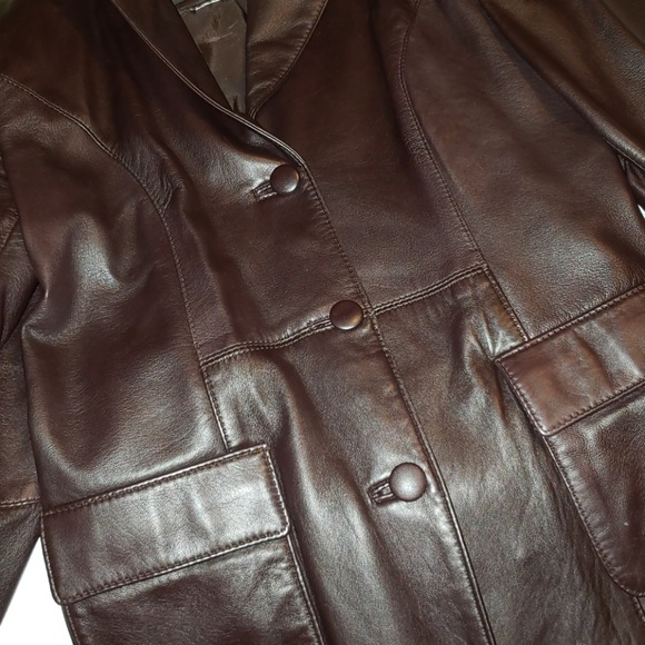 Dark brown leather jacket - Picture 3 of 4